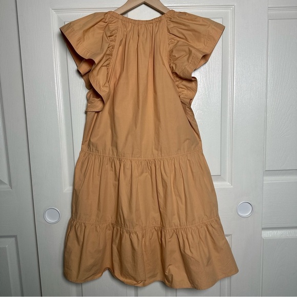 A.L.C. Harper Ruffle Sleeve Dress Peach Orange Mini Cotton Tiered A Line US 4 - Picture 3 of 13